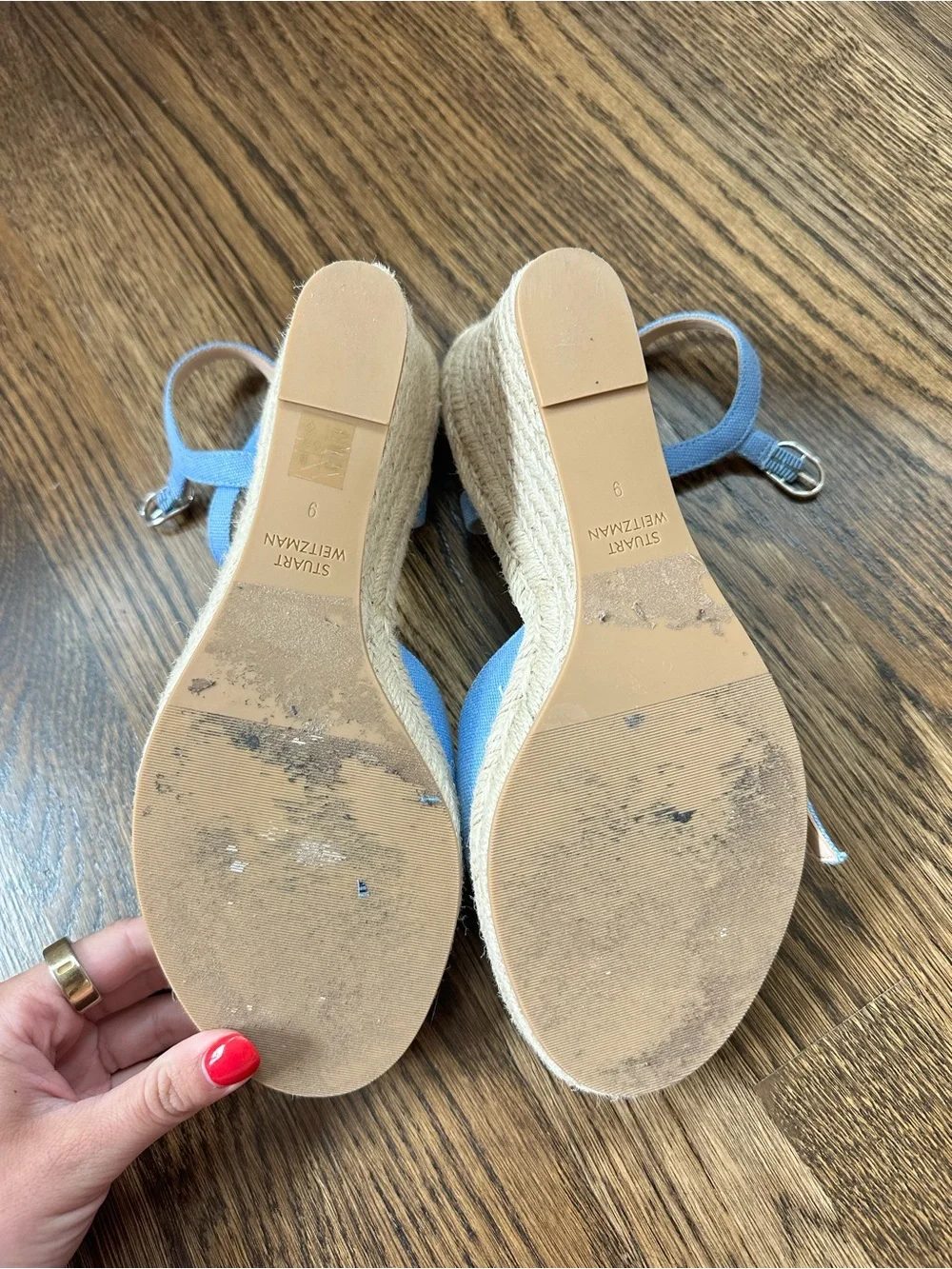 Periwinkle Stuart Weitzman Mykonos Close Espadrille Wedge, size 9